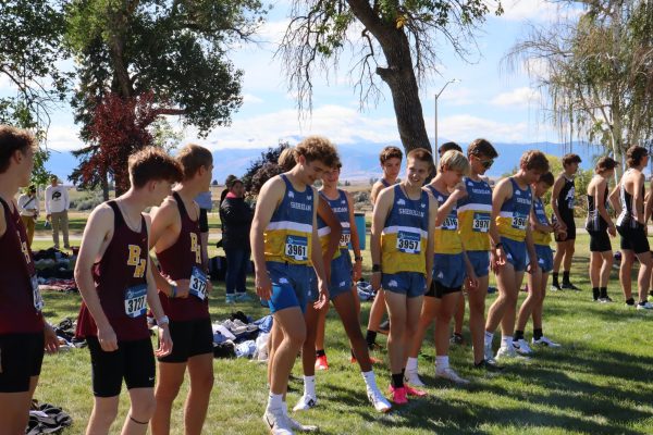 The Boys Varsity team for SHS lines up for their race at the VA Hospital on Sept. 21.